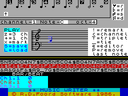 Screen from Music Writer Data Tape