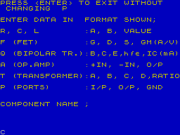 Screen from Network Analyser