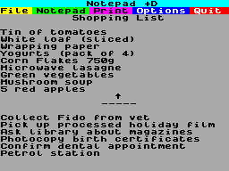 Screen from Notepad +D