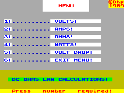 Screen from Ohm-Calc