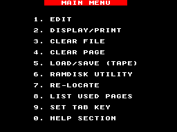 Screen from Page System Word Processor