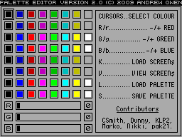 Screen from Palette Editor