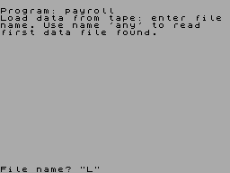 Screen from Payroll