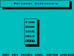 Screen from Personal Dictionary