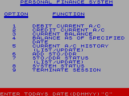 Screen from Personal Finance