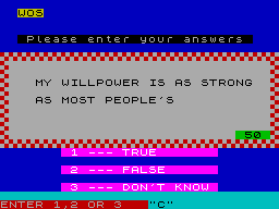 Screen from Personality Check
