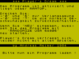 Screen from Player's Dream