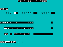 Screen from Plus 80 Finance Manager
