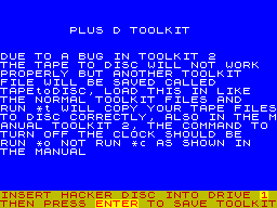 Screen from Plus D Toolkit