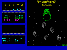 Screen from Poker Dice Simulator