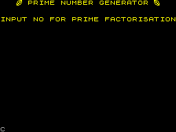 Screen from Prime Number Generator