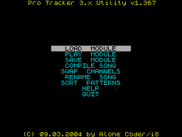 Screen from Pro Tracker 3.x Utility