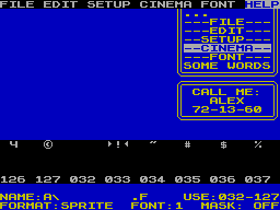 Screen from Professional Font Editor