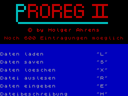 Screen from Proreg II