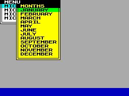 Screen from Pull Down Menus