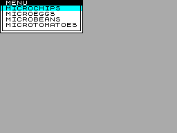 Screen from Pull Down Menus