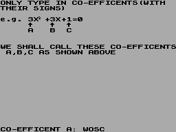 Screen from Quadratic
