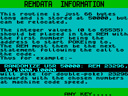 Screen from REMDATA