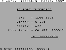 Screen from RS 232C Interface
