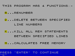 Screen from Renumber & Delete
