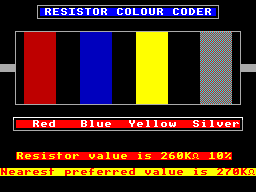 Screen from Resistor Colour Coder