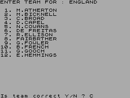 Screen from Revised Champions of Cricket 1994