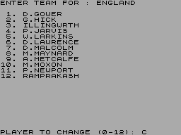 Screen from Revised World Cup Cricket 1993