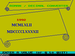 Screen from Roman Converter