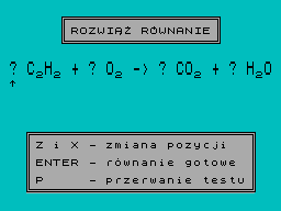 Screen from Rownania Chemiczne