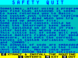 Screen from Safety Quit