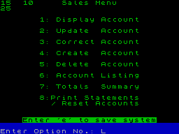 Screen from Sales Ledger