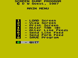Screen from Screen Dump Program