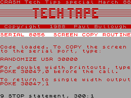 Screen from Serial 8056 Screen Copy Routine