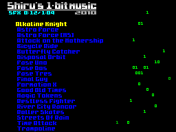 Screen from Shiru's 1-bit Music 2010