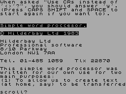 Screen from Simple Word Processor