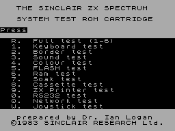 Screen from Sinclair ZX Spectrum Test ROM