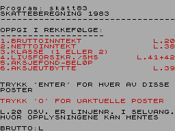 Screen from Skatteberegning 1983-1984