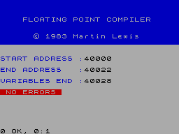 Screen from Softek 'FP' Full Compiler