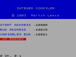 Screen from Softek 'IS' BASIC Compiler