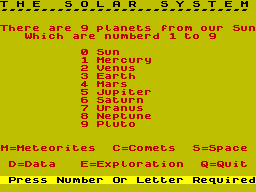 Screen from The Solar System