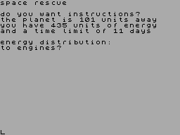 Screen from Space Rescue