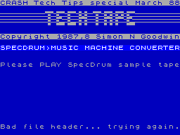 Screen from SpecDrum>Music Machine Convertor