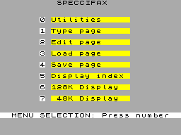Screen from Speccifax Graphics Package