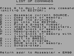 Screen from Spectrum Assembler 2