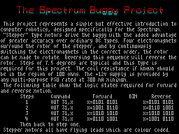 Screen from The Spectrum Buggy Project