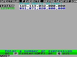 Screen from Spectrum Fivebyte Representation