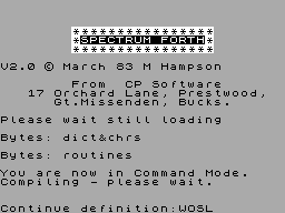 Screen from Spectrum FORTH