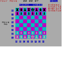 Screen from Spectrum Micro Chess