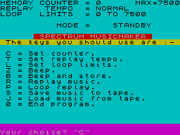 Screen from Spectrum Musicmaker