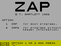 Screen from Spectrum ZAP 2
